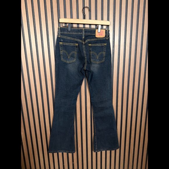 Levis 519 Jeans 3 Womens Blue Low Rise Flare y2k Denim Stretch Dark Wash - Picture 2 of 9